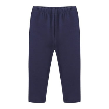 Cethrio Girls Solid Color Leggings, Cotton Elastic Waist Soft Stretch Tight Pants Navy Size 4T