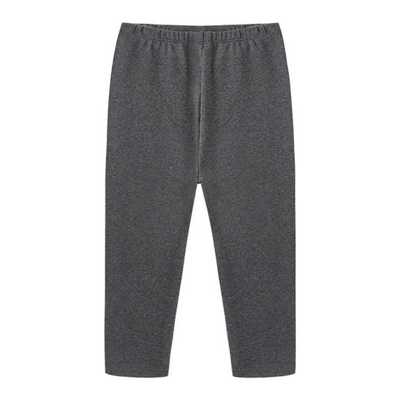 Cethrio Girls Solid Color Leggings, Stretch Elastic Waist Soft Cotton Tight Pants Dark Gray Size 6T