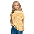thumbnail image 1 of Cethrio Girls Stripe T-shirts, Short Sleeve Soft Pullover Casual Summer Tops Yellow Size 10-12, 1 of 4