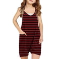 thumbnail image 1 of Cethrio Girls Striped Jumpsuit, Cotton Casual Sleeveless Pocket Summer Pants Wine Size 11 T, 1 of 7