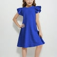 thumbnail image 1 of Cethrio Girls Summer Dresses, Party Flutter Sleeve Mid-Length A-Line Casual Dresses Blue Size 8-9T, 1 of 9