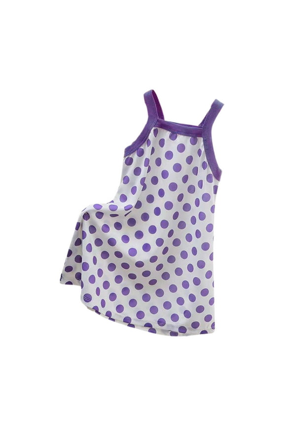 Girls' Summer Nightgowns, Comfy Sleeveless Printed Soft Sleep Dresses Purple Size 10-12