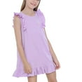 thumbnail image 1 of Cethrio Girls Summer Nightgowns, Flutter Sleeve Comfy Casual Loose Sleepwear Dresses Purple Size 7-8T, 1 of 7