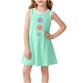 thumbnail image 1 of Cethrio Girls' Summer Nightgowns, Sleeveless Mid-length Printed Loose Girls' Sleepwear Green Size 6-7 T, 1 of 5