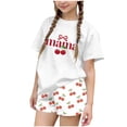 thumbnail image 1 of Cethrio Girls Summer Outfit Sets 2 Piece, Casual Short Sleeve Elastic Waist Kids' Clothing Sets White Size 7-8, 1 of 5