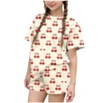 thumbnail image 1 of Cethrio Girls Summer Outfit Sets 2 Piece, Crew Neck Short Sleeve Gifts Kids' Clothing Sets Beige Size 6, 1 of 5