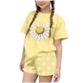 thumbnail image 1 of Cethrio Girls Summer Outfit Sets 2 Piece, Crew Neck Short Sleeve Graphic Kids' Clothing Sets Yellow Size 9-10 T, 1 of 5