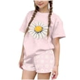 thumbnail image 1 of Cethrio Girls Summer Outfit Sets 2 Piece, Graphic Crew Neck Short Sleeve Kids' Clothing Sets Pink Size 10-12, 1 of 5