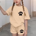 thumbnail image 1 of Cethrio Girls Summer Outfit Sets, Casual Short Sleeve Crew Neck Printed Kids' 2 Piece Sets Beige Size 14-16, 1 of 7