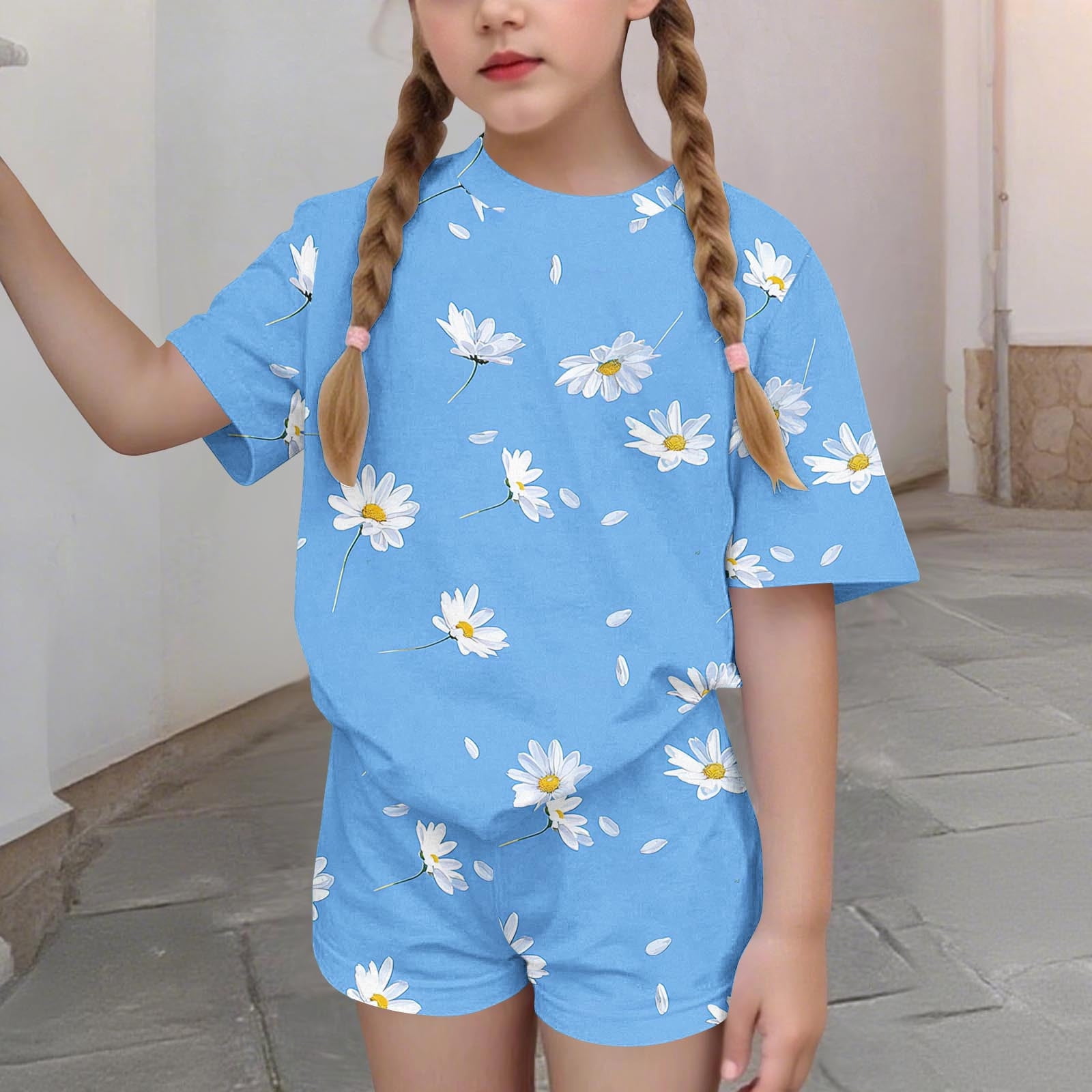 Cethrio Girls Summer Outfit Sets, Short Sleeve Casual Two Piece ...