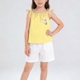 thumbnail image 1 of Cethrio Girls Summer Outfit Sets, Sleeveless Casual Fashion Two-piece Tops and Shorts Set Yellow Size 6, 1 of 5