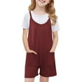 thumbnail image 1 of Cethrio Girls Summer Overalls, Casual Loose Sleeveless Spaghetti Strap Overalls with Pockets Wine Size 9-10T, 1 of 7