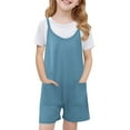 thumbnail image 1 of Cethrio Girls Summer Overalls, Loose Casual Spaghetti Strap Sleeveless Overalls with Pockets Light Blue Size 9-10T, 1 of 7