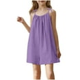 thumbnail image 1 of Cethrio Girls Summer Overalls, Spaghetti Strap Loose Cotton Linen Holiday Short Overalls Purple Size 8-9T, 1 of 5