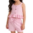 thumbnail image 1 of Cethrio Girls' Summer Short Sets, Casual Fashion Sleeveless 2 Piece Kids Outfit Sets Pink Size 2-3T, 1 of 5