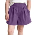 thumbnail image 1 of Cethrio Girls Summer Shorts, Elastic Waist Casual Relaxed Fit Knitting Cotton Kids Shorts Purple Size 7-8, 1 of 5
