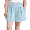 thumbnail image 1 of Cethrio Girls Summer Shorts, Relaxed Fit Casual Elastic Waist Knitting Cotton Kids Shorts Blue Size 12-13 T, 1 of 5