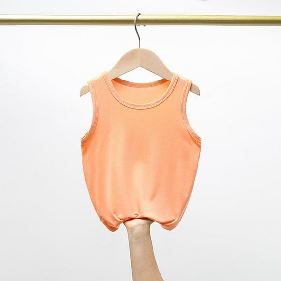 Cethrio Girls Summer Tank Tops, Casual Soft Comfy Sleeveless Girls Undershirts Orange Size 10-12