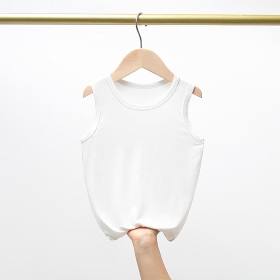 Cethrio Girls Summer Tank Tops, Soft Casual Sleeveless Comfy Girls Undershirts White Size 7-8