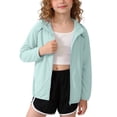 thumbnail image 1 of Cethrio Girls Sun Protection Jackets, Long Sleeve Zip up Summer Lightweight Kids Rash Guard Outerwear with Hood Mint Green Size 5 T, 1 of 4