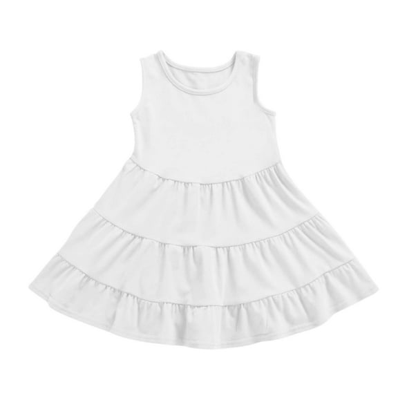 Cethrio Girls Sundresses, Sleeveless Cotton A-Line Summer Dresses Casual Dresses White Size 6-7T