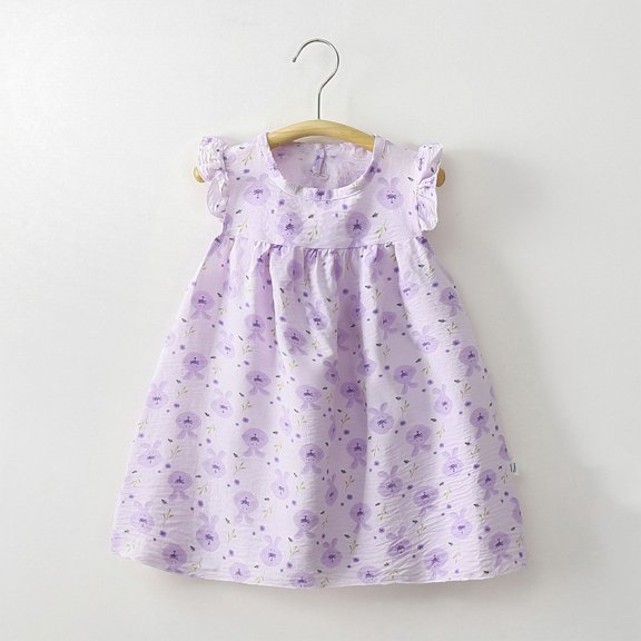 Cethrio Girls Sundresses, Sleeveless Party Gifts Cotton Summer Dresses Purple Size 10-11 T