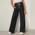 thumbnail image 1 of Cethrio Girls Sweatpants, Drawstring Casual Wide Leg Relaxed Athletic Pants Black Size 12-13 T, 1 of 6