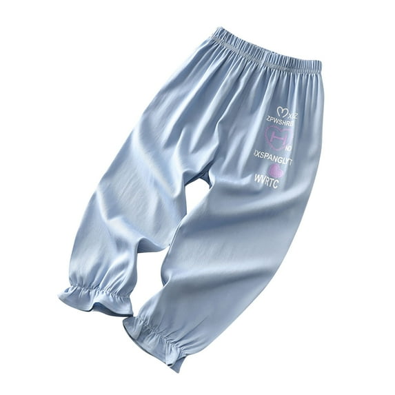 Cethrio Girls Sweatpants, Lightweight Casual Elastic Waist Kids Joggers Light Blue Size 7-8T