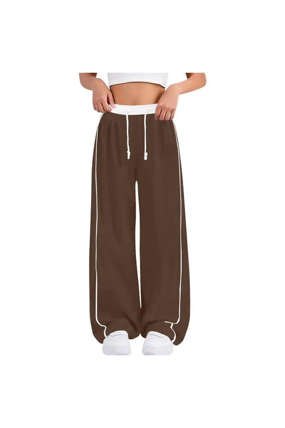 Girls Sweatpants, Loose Fit Running Casual Open Bottom Wide Leg Pants Brown Size 5T
