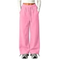 thumbnail image 1 of Cethrio Girls Sweatpants Size 10-12, Elastic Waist Casual Drawstring Straight-leg Athletic Pants Pink, 1 of 6