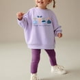 thumbnail image 1 of Wavsuf Girls Sweatshirt Legging Sets, Cotton Fashion Prints Long Sleeve Fall Winter Causal 2-Piece Purple, 1 of 9
