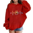 thumbnail image 1 of Cethrio Girls Sweatshirts, Hooded Pullover Long Sleeve Spring and Autumn Tops Red Size 11-12 T, 1 of 3