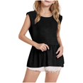 thumbnail image 1 of Cethrio Girls T-Shirts 2025, Pleated Casual Crewneck Summer Sleeveless Tops Black Size 12-13 T, 1 of 6