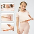 thumbnail image 1 of Cethrio Girls T-Shirts, Athletic Dancewear Short Sleeve Quick Dry Summmer Tops Pink Size 8-9 T, 1 of 9