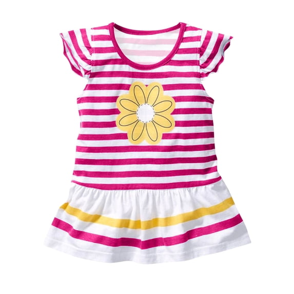 Cethrio Girls T Shirts, Flutter Sleeve Casual Stripe Graphic Tees Summer Tops Hot Pink Size 7-8