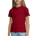 thumbnail image 1 of Cethrio Girls T Shirts, Ruffled Casual Short Sleeve Crew Neck Summer Tops Wine Size 3-4T, 1 of 4