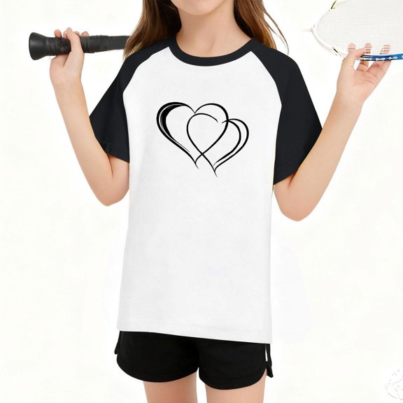 Cethrio Girls T-shirts, Short Sleeve Casual Summer Pullover Graphic Tees Black Size 7-8