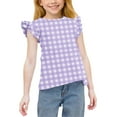thumbnail image 1 of Cethrio Girls T-shirts with Ruffle, Casual Printed Soft Short Sleeve Summer Tops Purple Size 3-4 T, 1 of 5