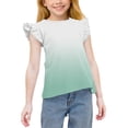 thumbnail image 1 of Cethrio Girls T-shirts with Ruffle, Casual Short Sleeve Pullover Gradient Print Summer Tops Mint Green Size 10-12, 1 of 5