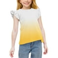 thumbnail image 1 of Cethrio Girls T-shirts with Ruffle, Pullover Gradient Print Short Sleeve Casual Summer Tops Yellow Size 6, 1 of 5