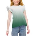 thumbnail image 1 of Cethrio Girls T-shirts with Ruffle, Soft Short Sleeve Gradient Print Casual Summer Tops Green Size 3-4 T, 1 of 5