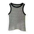 thumbnail image 1 of Cethrio Girls Tank Tops 2025, Summer Stripe Cotton Crew Neck Sleeveless Shirts Black Size 8-9 T, 1 of 4