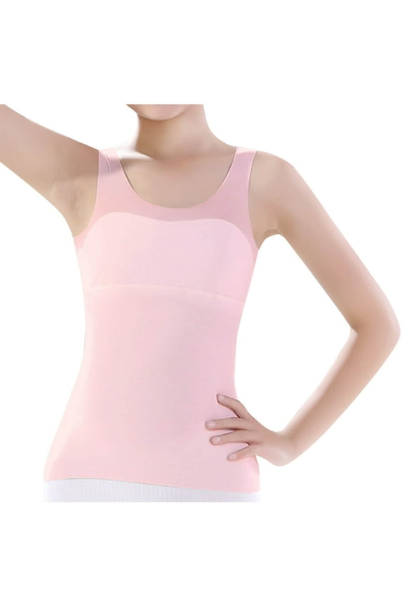 Girls Tank Tops, Dancing Sleeveless Soft Breathable Summer Tops Undershirts Pink Size 9-10T
