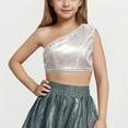 thumbnail image 1 of Cethrio Girls Tank Tops, Performance Summer Dancewear Off Shoulder Sleeveless Tops Silver Size 14-16 T, 1 of 3