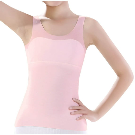 Cethrio Girls Tank Tops, Soft Breathable Dancing Sleeveless Summer Tops Undershirts Pink Size 14-16