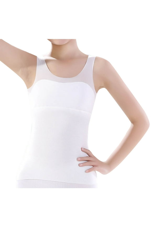 Girls Tank Tops, Soft Breathable Sleeveless Dancing Summer Tops Undershirts White Size 14-16