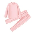 thumbnail image 1 of Cethrio Girls Thermal Pajama Sets, Long Sleeve Comfy 2 PC Winter Girls' Sleepwear Pink Size 9-10 T, 1 of 2
