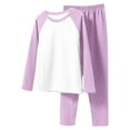 thumbnail image 1 of Cethrio Girls Thermal Pajama Sets, Slim Fit Long Sleeve Casual Soft Girls' Sleepwear Purple Size 10-12T, 1 of 2
