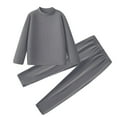 thumbnail image 1 of Cethrio Girls Thermal Pajama Sets, Winter Long Sleeve Comfy 2 PC Girls' Sleepwear Gray Size 1-2 T, 1 of 2