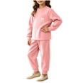 thumbnail image 1 of Cethrio Girls Thermal Sets, 2 Piece Casual Long Sleeve Fleece-lined Kids Pajama Sets Pink Size 10, 1 of 7